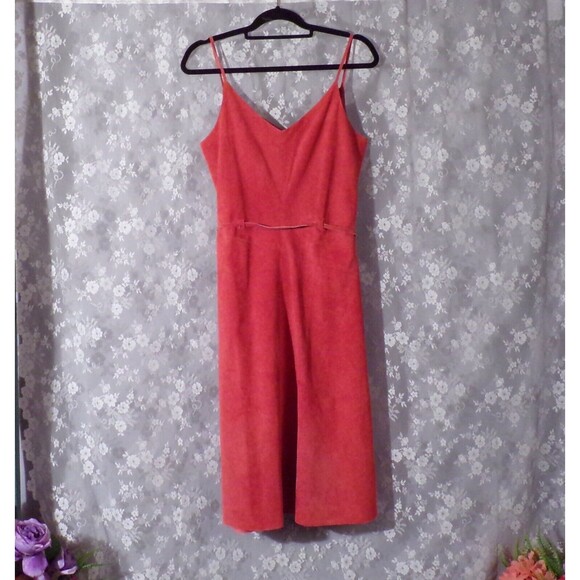 Vintage 90s Dress 1990s Orange Rust Suede Boho Retro Hipster Spiegel Size Medium - Picture 9 of 9
